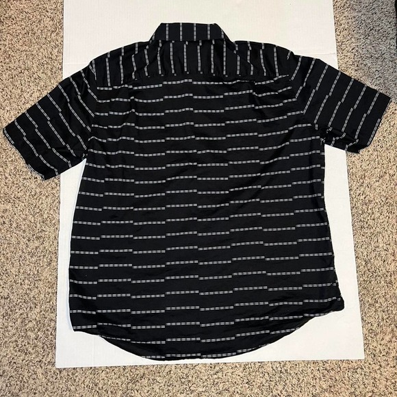 Black and White Striped Alfani Short Sleeve Button Up - Picture 3 of 6